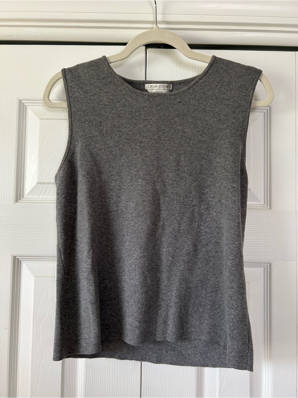 Vintage Grey Classic Cotton Stretch Ribbed Knit Tank | M
